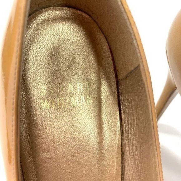 Stuart Weitzman Adobe Aniline Platswoon Nearly Nude Patent Leather Pumps Sz 8.5 - Picture 6 of 13